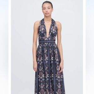 Hill House Home The Renee Dress in Black Floral Block Stripe Black Tan Multi 14